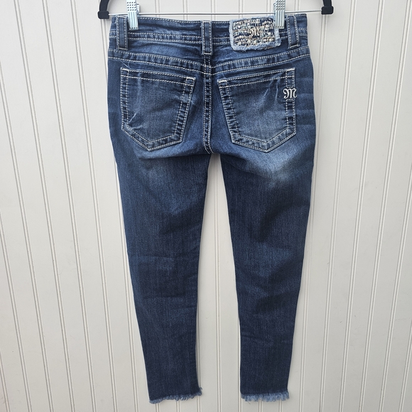 Miss Me Denim - Miss Me Low Rise Ankle Skinny Raw Hem Blue Jeans Womens 25